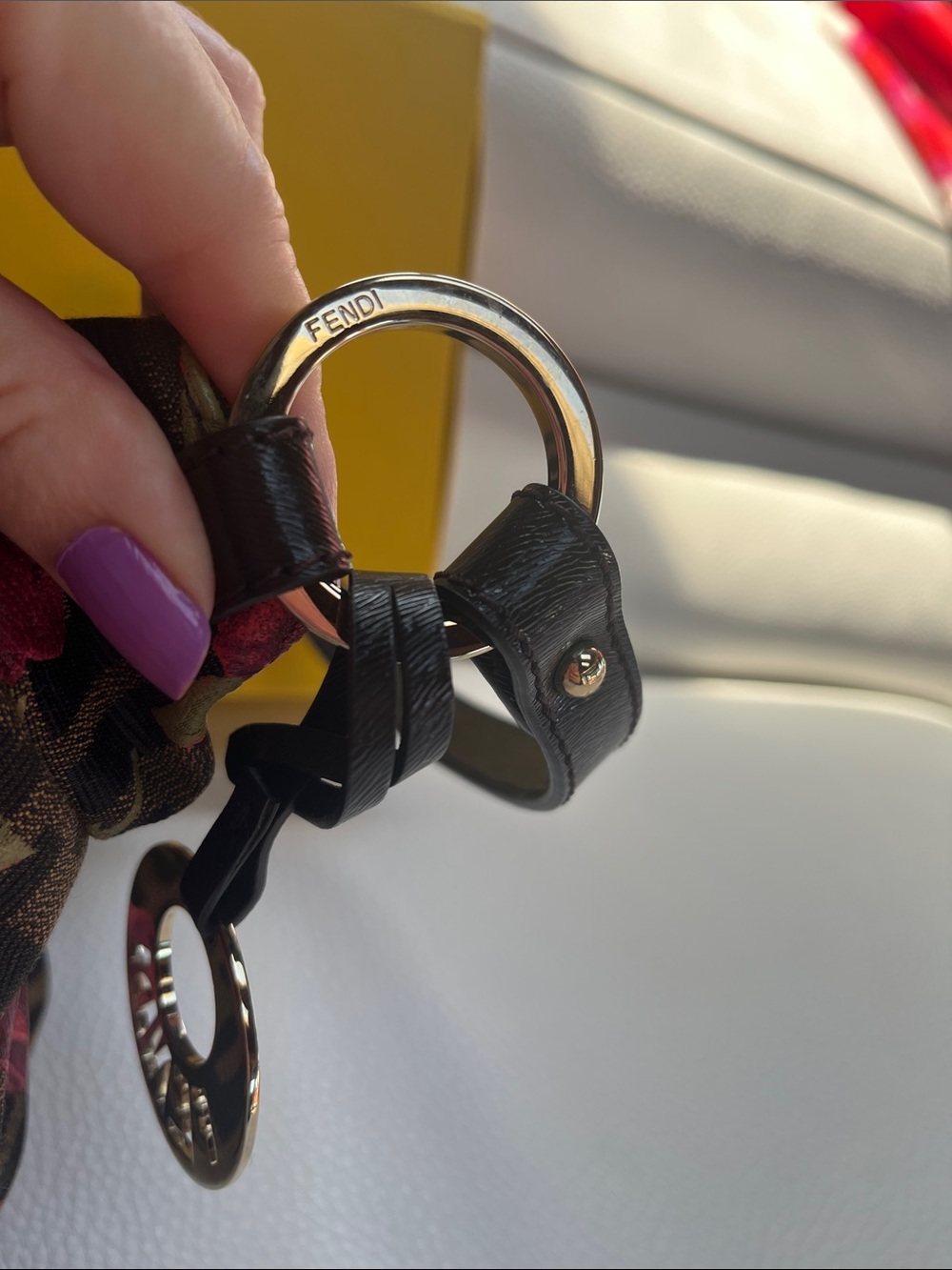 Fendi Chef Hobo Mini Bag with Pink Rose Print and Gold Charm - Picture 3 of 13